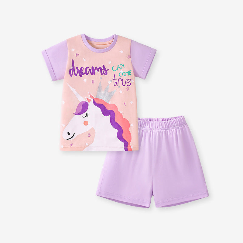 New Style Cute Girls' Outfit Summer Children's Clothing Short Sleeve Pure Cotton Kids Set