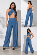Tube Tied Top & Wide Pants Set