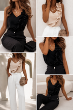 Higher Frequency™ Ruffle Satin Cami Top – Champagne