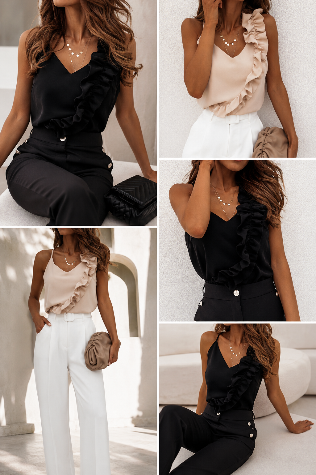 Higher Frequency™ Ruffle Satin Cami Top – Champagne